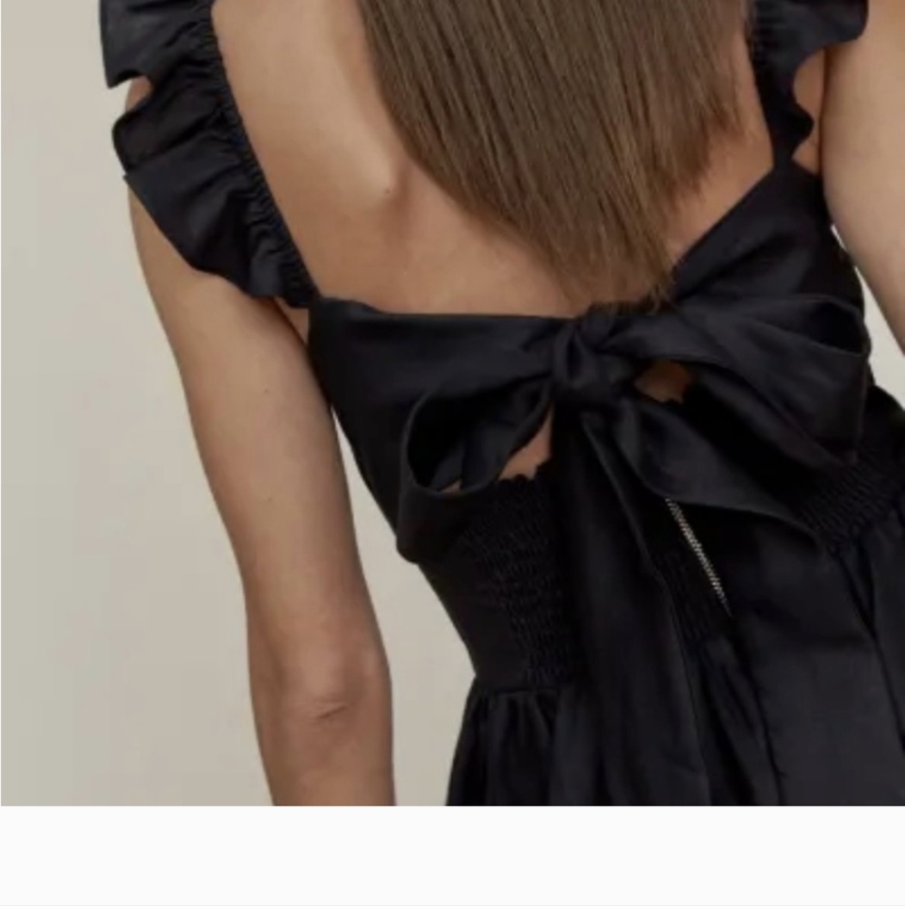 Reformation Vecchio Dress (Black) size 6 maxi gown linen - Picture 7 of 7
